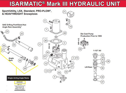 Qty. 2 Replaces Western 56102 Uni-mount & 62550 Buyers 1304205 Snowplow Angling Cylinder-