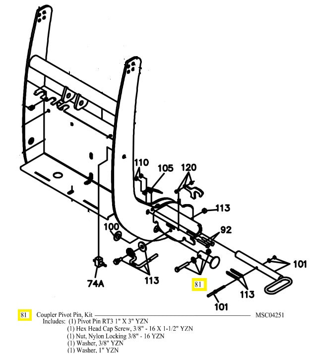 Qty.2 REPLACES BOSS PART MSC04251 - PIVOT PIN KIT RT3-