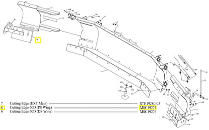 REPLACES BOSS MSC19271 DS MSC19275 PS Wing Urethane Cutting Edge Drivers Side EXT Plows