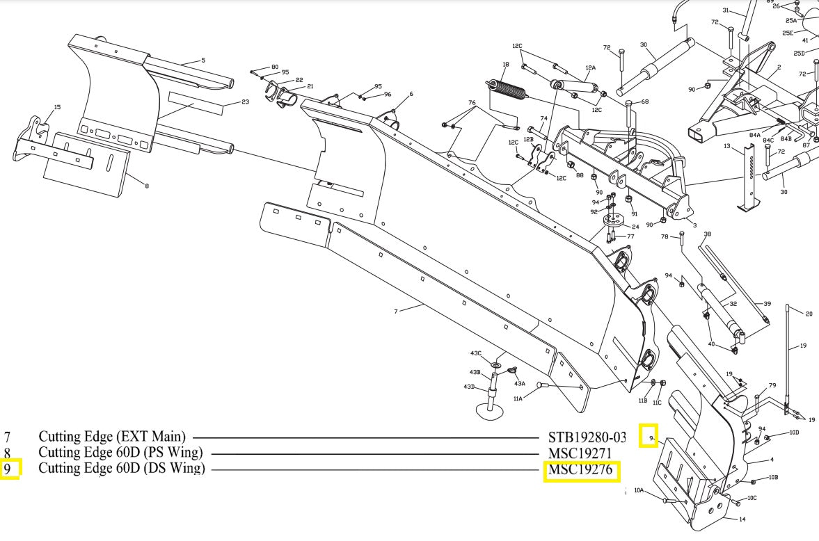 QTY.2 REPLACES BOSS PART MSC19271 PS MSC19275 DS Wing Urethane Cutting Edge EXT Plows